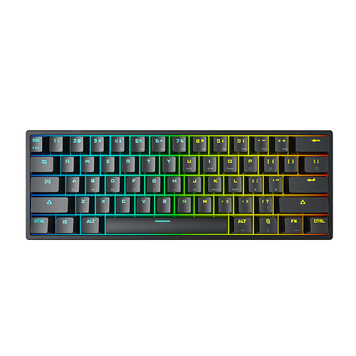 Teclado (EN) 60% Leaven K28, BT, USB-C, Switch Azul, Color Negro 1