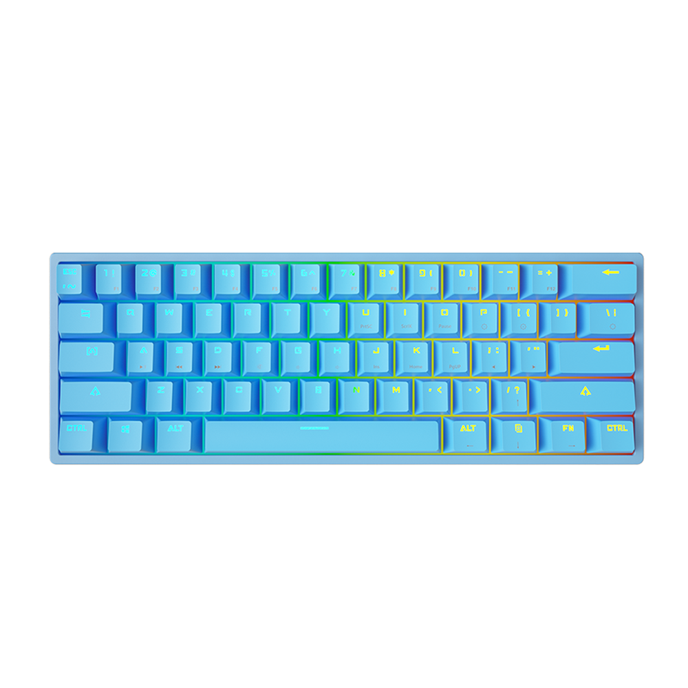 Teclado (EN) 60% Leaven K28, BT, USB-C, Switch Azul, Color Azul 1