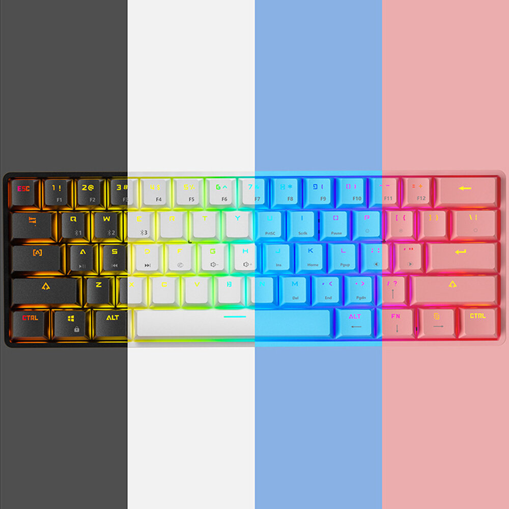 Teclado (EN) 60% Leaven K28, BT, USB-C, Switch Azul, Color Azul 2