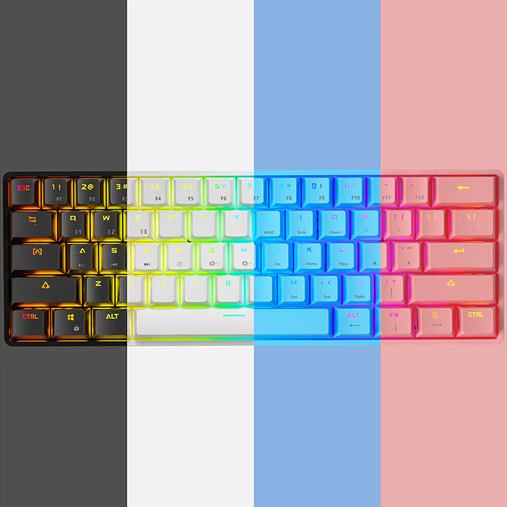 Teclado (EN) 60% Leaven K28, BT, USB-C, Switch Azul, Color Azul 2
