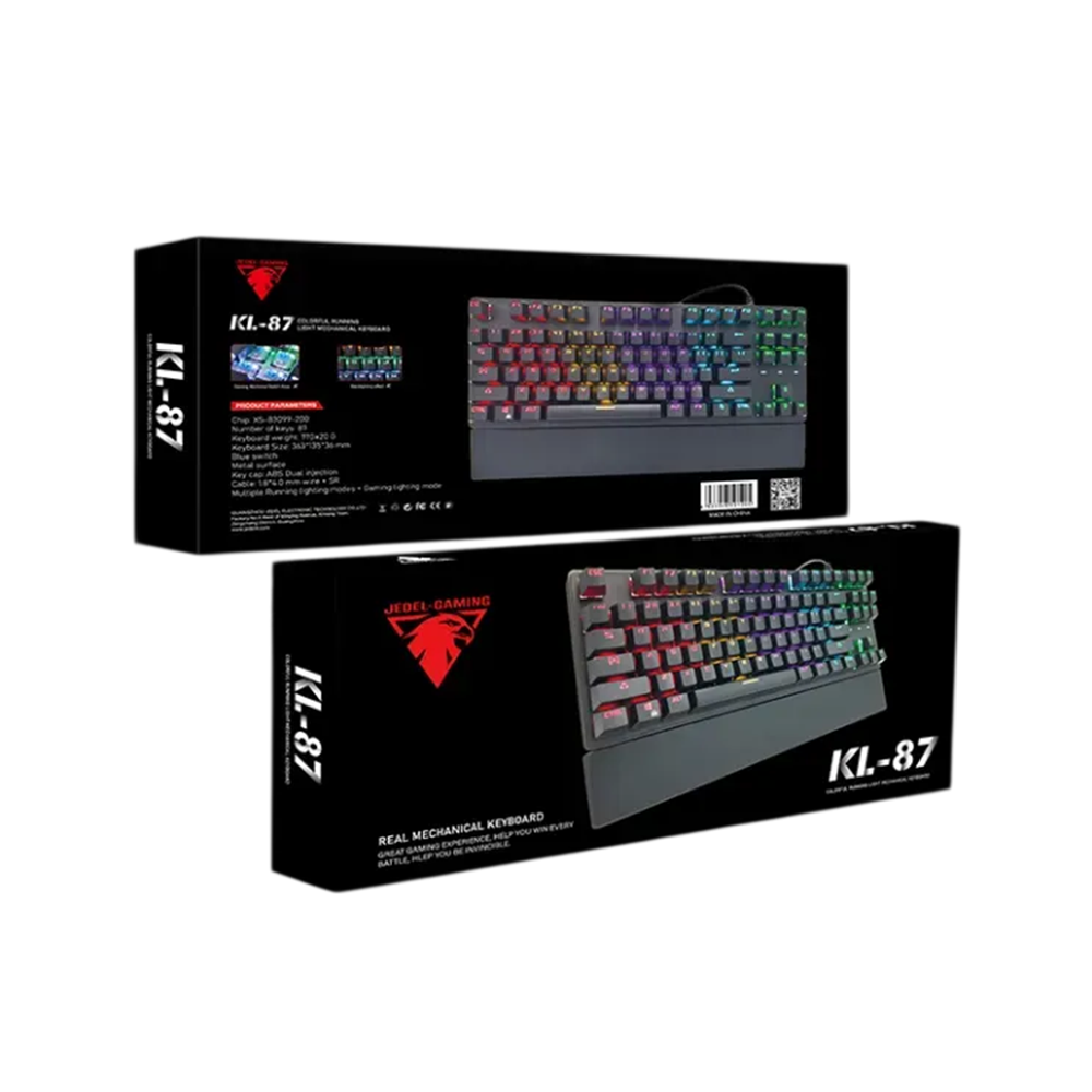 Teclado (EN) Gamer Jedel KL-87, Rainbow, Switch Azul, Color Negro 4