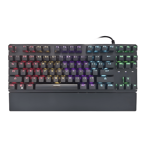Teclado (EN) Gamer Jedel KL-87, Rainbow, Switch Azul, Color Negro 1