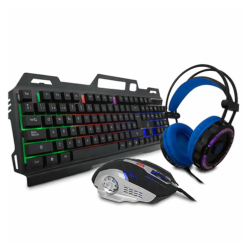 Combo 3 en 1 Jedel CP-02 Rainbow, Teclado (EN), Audífono, Mouse 1