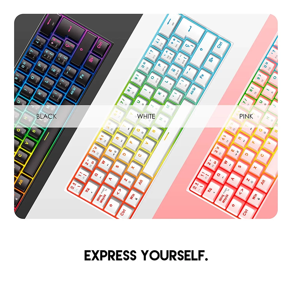 Teclado Gamer 60% Fantech MAXFIT61 RGB MK857, Color Rosado, Switch Rojo (ES) 5
