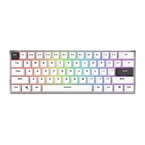 Teclado Gamer 60% inalambrico Fantech MAXFIT61 Frost RGB MK857, Color Blanco, Switch Azul (EN)