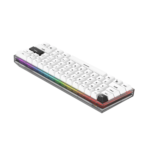 Teclado Gamer 60% inalambrico Fantech MAXFIT61 Frost RGB MK857, Color Blanco, Switch Azul (EN) 2