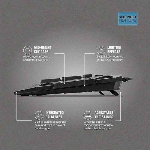 Teclado Gamer Datacom, Membrana, Retroiluminado, USB 2