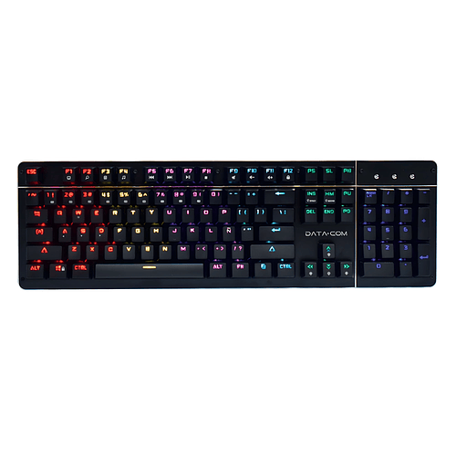 Teclado Gamer Datacom, Switch Azul, Color Negro (EN) 1