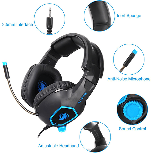Audífono Gamer Sades SA-818 Color Negro, Jack 3.5mm, Multiplataforma 3