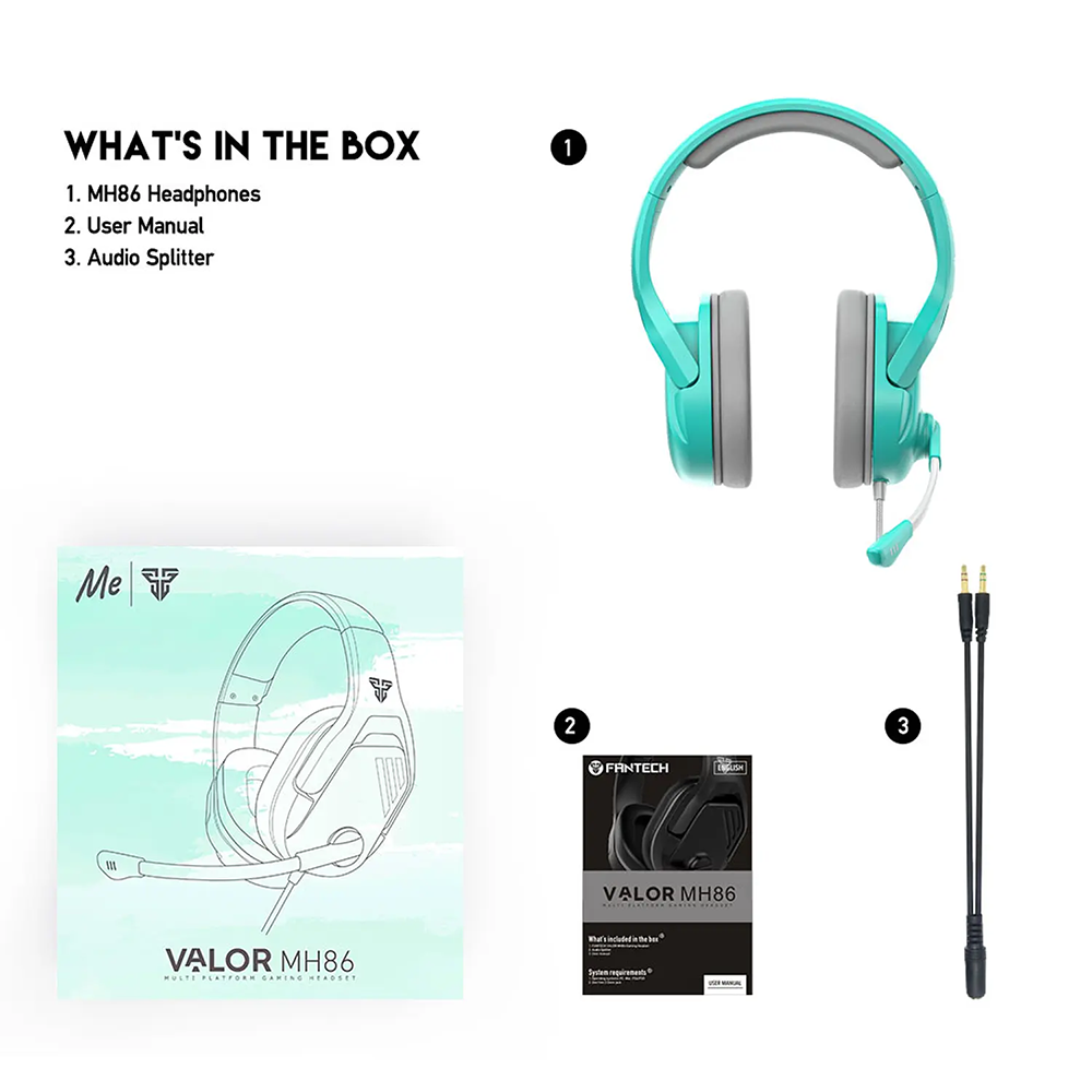 Audífono Gamer Fantech Valor MH86, Color Menta, Jack 3.5mm, Multiplataforma 4