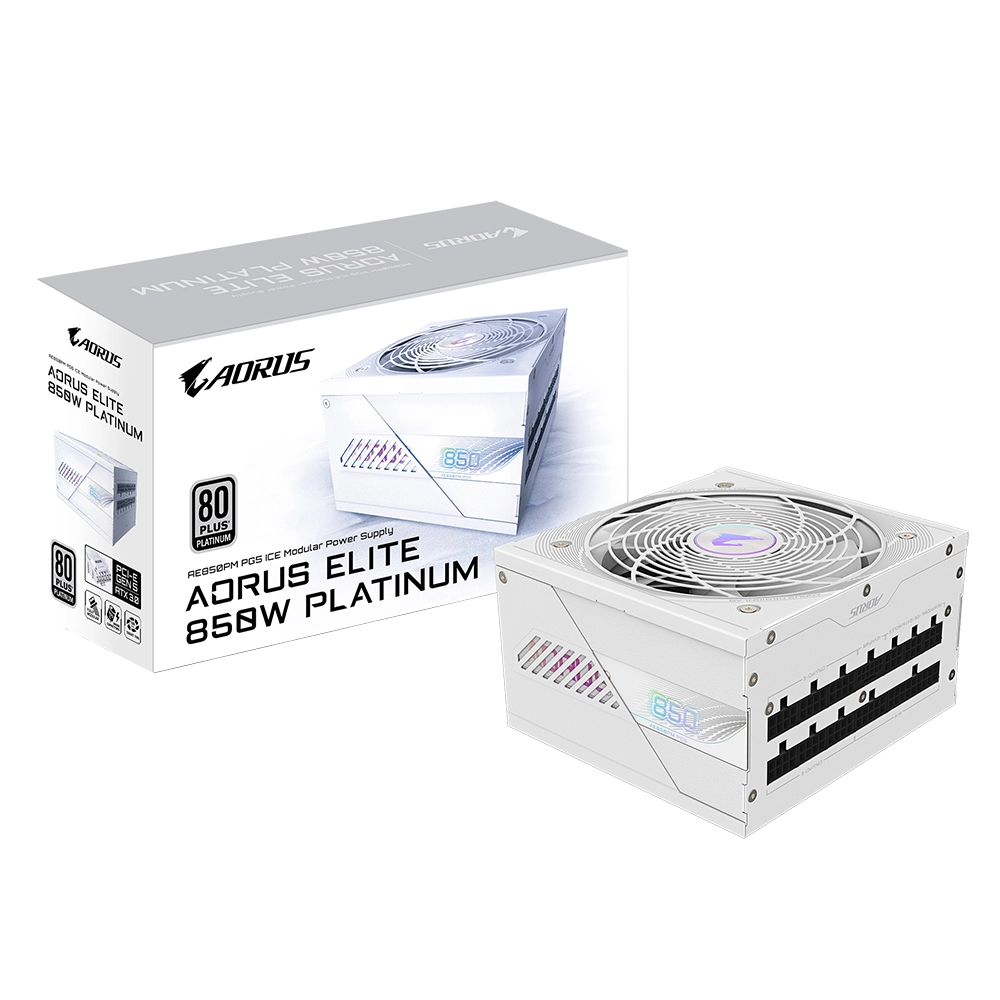 Fuente de Poder Gigabyte Aorus Elite P850W 80+ Platinum, Modular, PCIe 5.0, ICE (Color Blanco) 1
