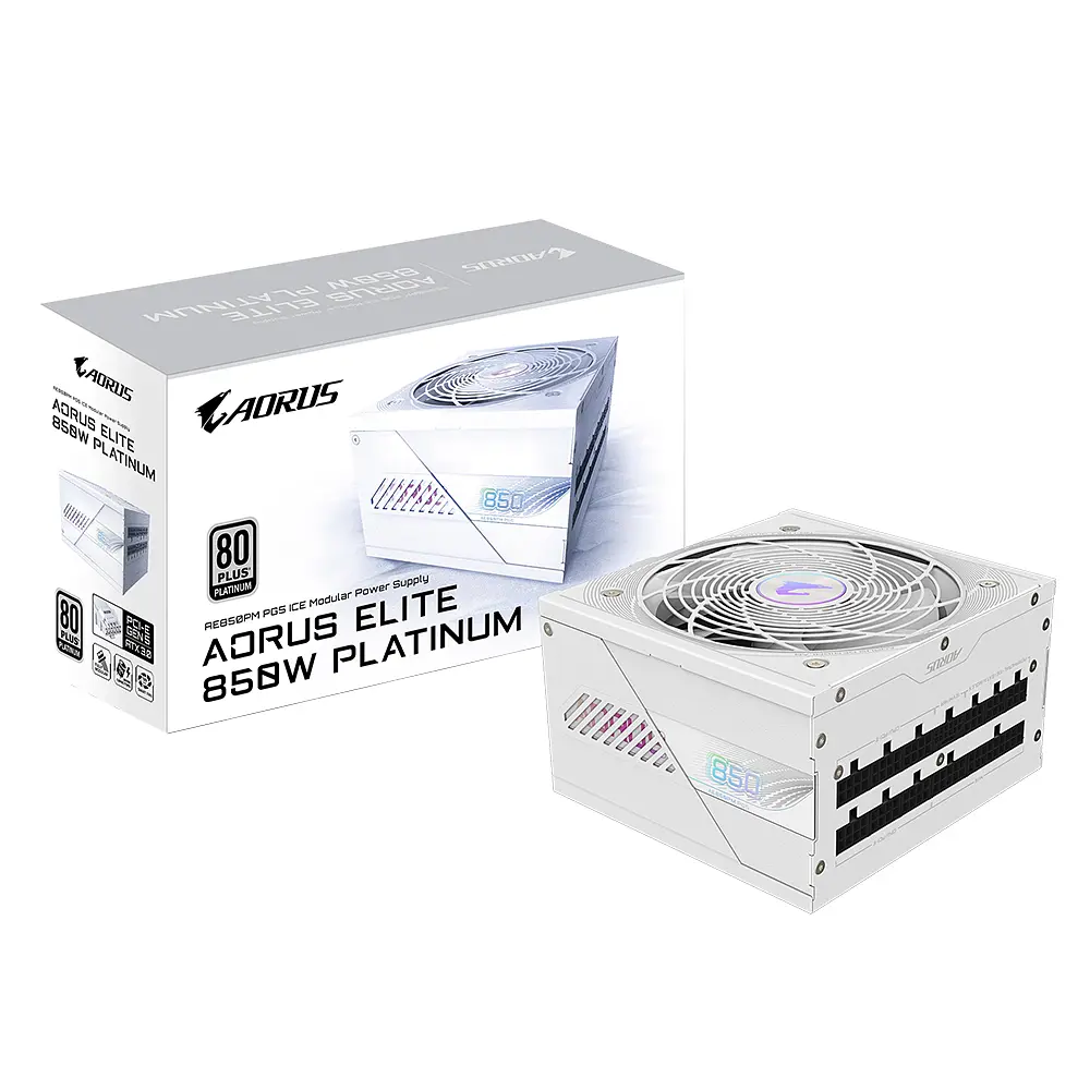 Fuente de Poder Gigabyte Aorus Elite P850W 80+ Platinum, Modular, PCIe 5.0, ICE (Color Blanco) 1