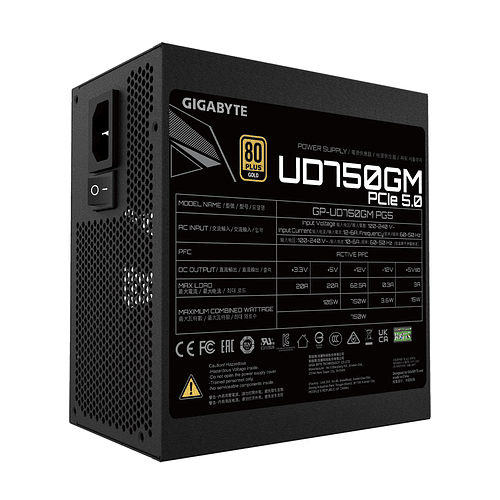 Fuente de Poder Gigabyte UD750GM PG5, ATX 3.0 (750W) 80 Plus Gold 4