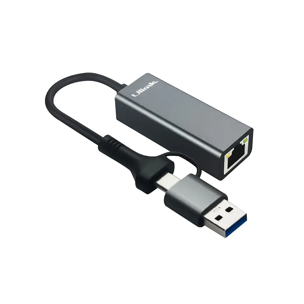Adaptador Ethernet USB-C / A RJ45 Gigabit (10/100/1000) Ulink UL-GBUSBCA 1