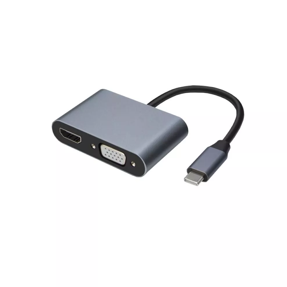 Adaptador HUB Tecnolab TL364, USB-C A HDMI 4K@30Hz, VGA FHD 60Hz 1