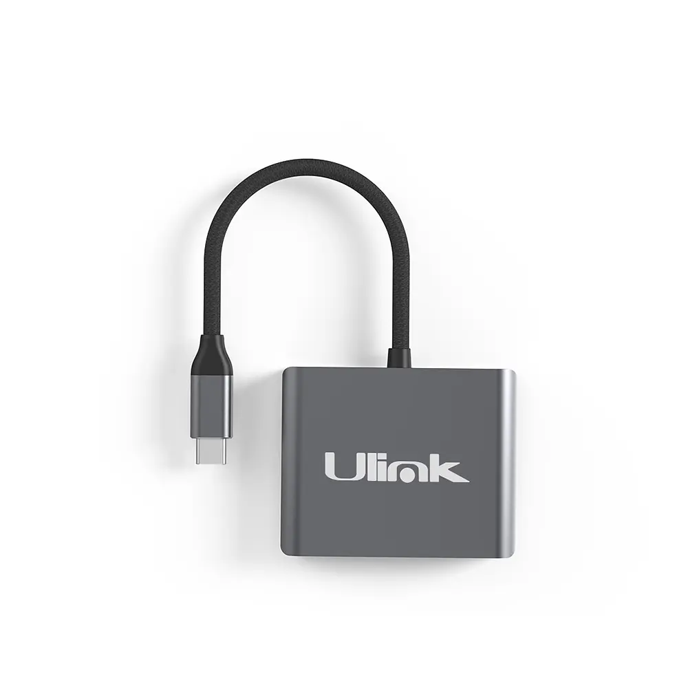 Adaptador Multipuerto USB-C 2 en 1, HDMI*2, Aluminio, Ulink UL-ADC201V 2