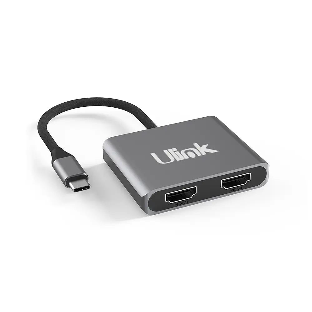 Adaptador Multipuerto USB-C 2 en 1, HDMI*2, Aluminio, Ulink UL-ADC201V 1