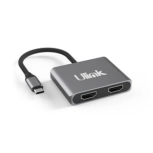 Adaptador Multipuerto USB-C 2 en 1, HDMI*2, Aluminio, Ulink UL-ADC201V
