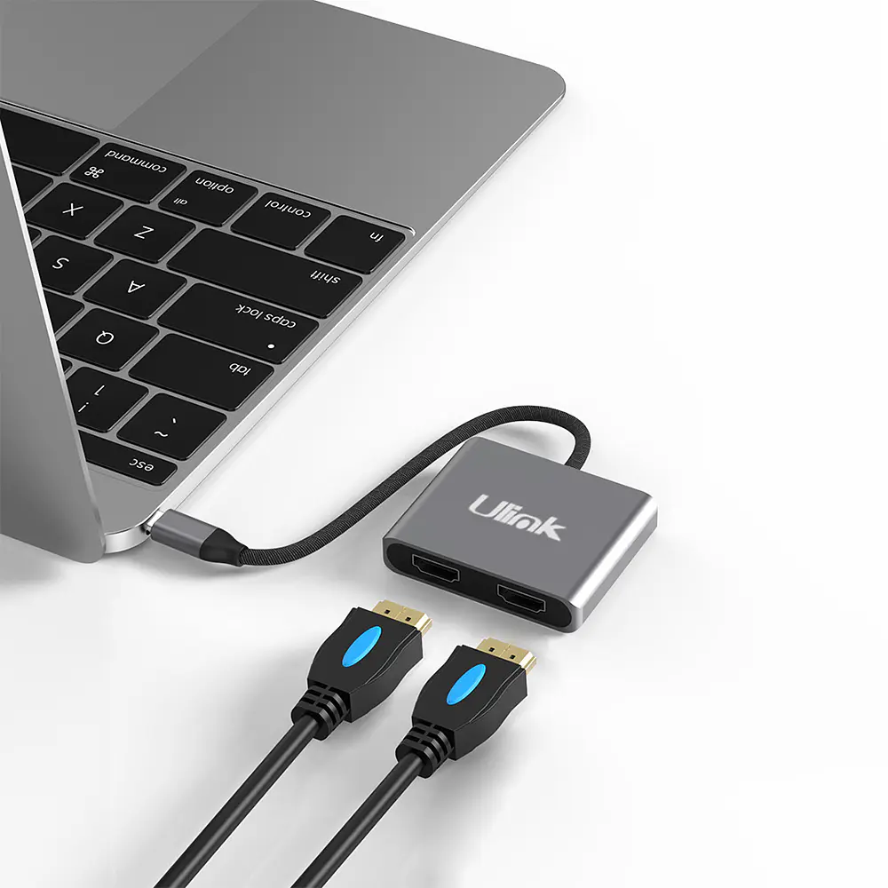Adaptador Multipuerto USB-C 2 en 1, HDMI*2, Aluminio, Ulink UL-ADC201V 3