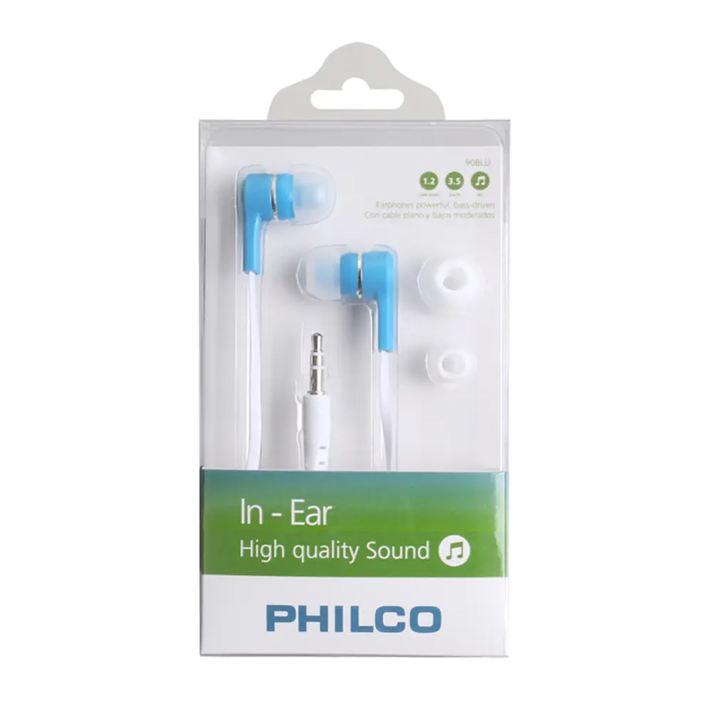 Audífono In-Ear Philco 90BLU, Jack 3.5mm, Color Azul 2