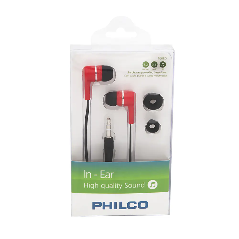 Audífono In-Ear Philco 90RED, Jack 3.5mm, Color Rojo 2