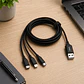 Cable 3 en 1 Yookie ECO6, Micro USB + Lightning + USB-C, 1 Metro - Miniatura 2