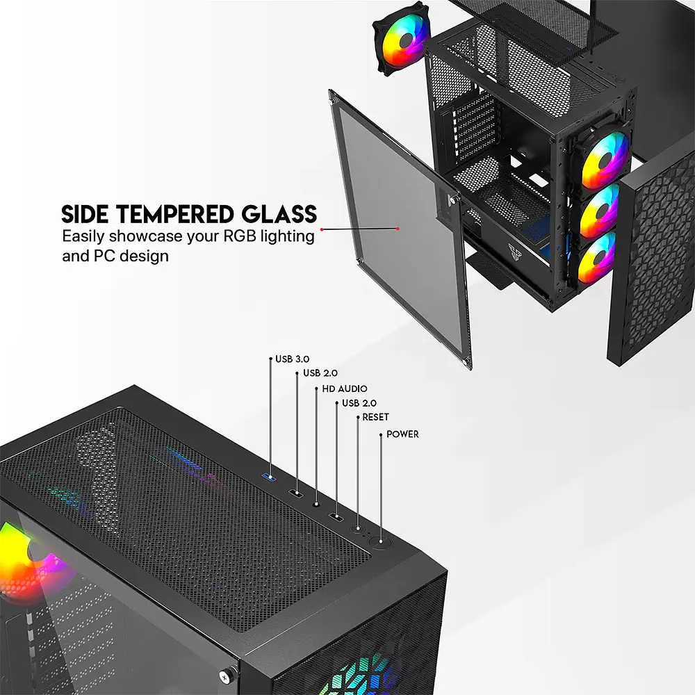 Gabinete Fantech CG83 AERO II RGB, Color Negro 7