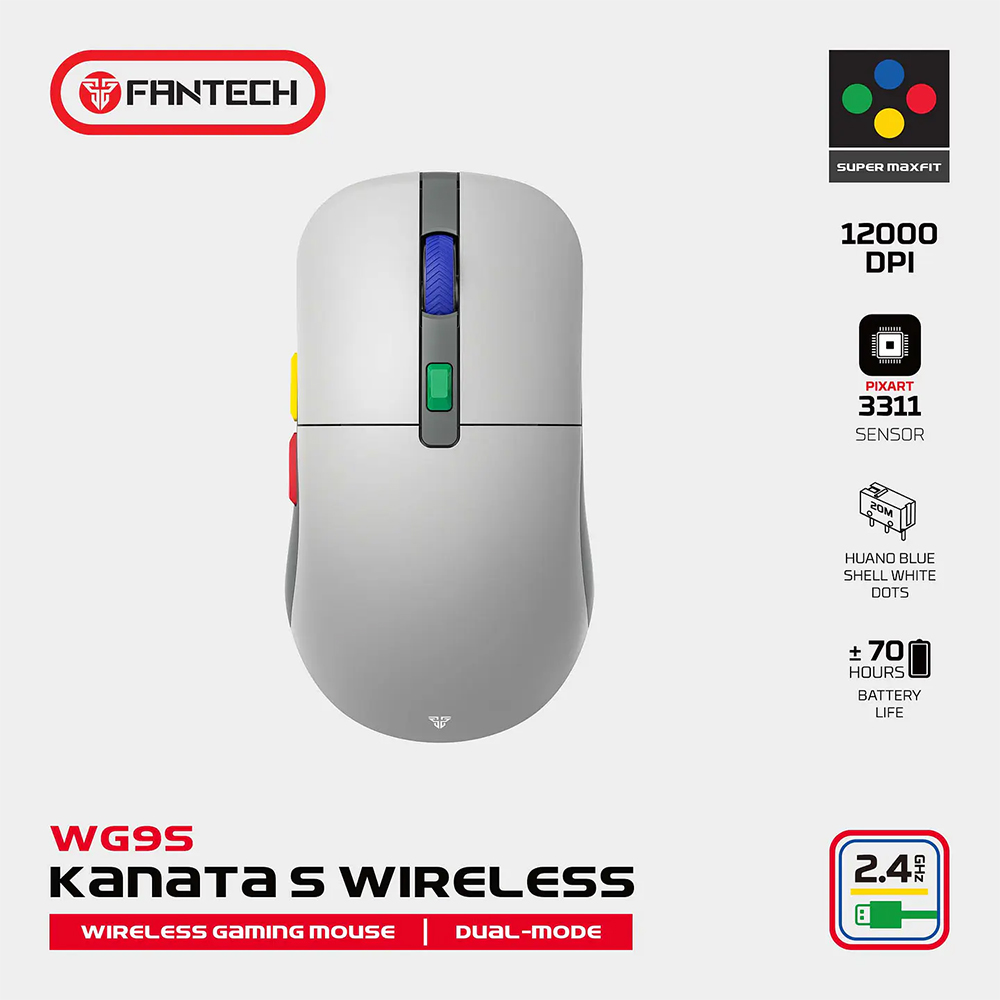 Mouse inalámbrico Fantech WG9s KANATA S Super Famicom Edition 6