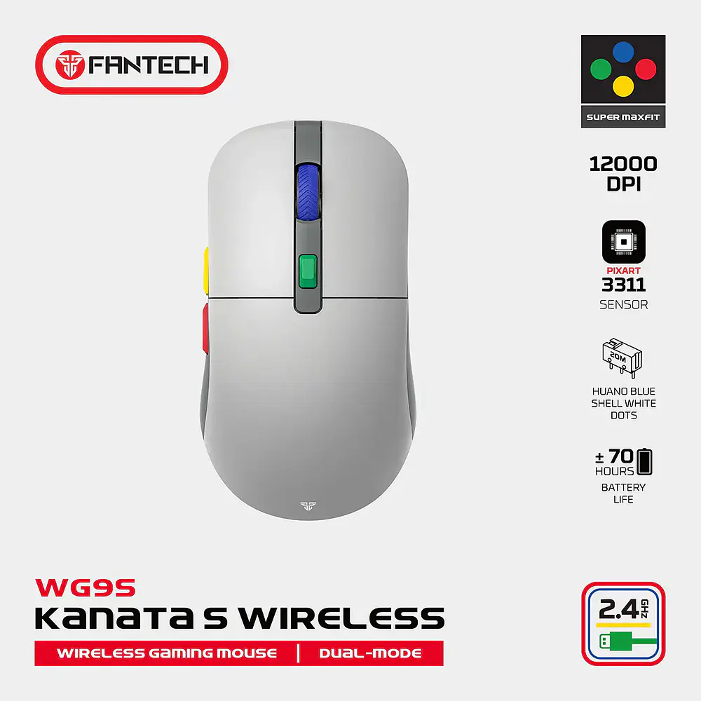Mouse inalámbrico Fantech WG9s KANATA S Super Famicom Edition 6