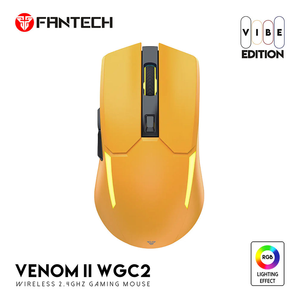 Mouse Gamer inalámbrico Fantech WGC2 VENOM II, Color Amarillo 5