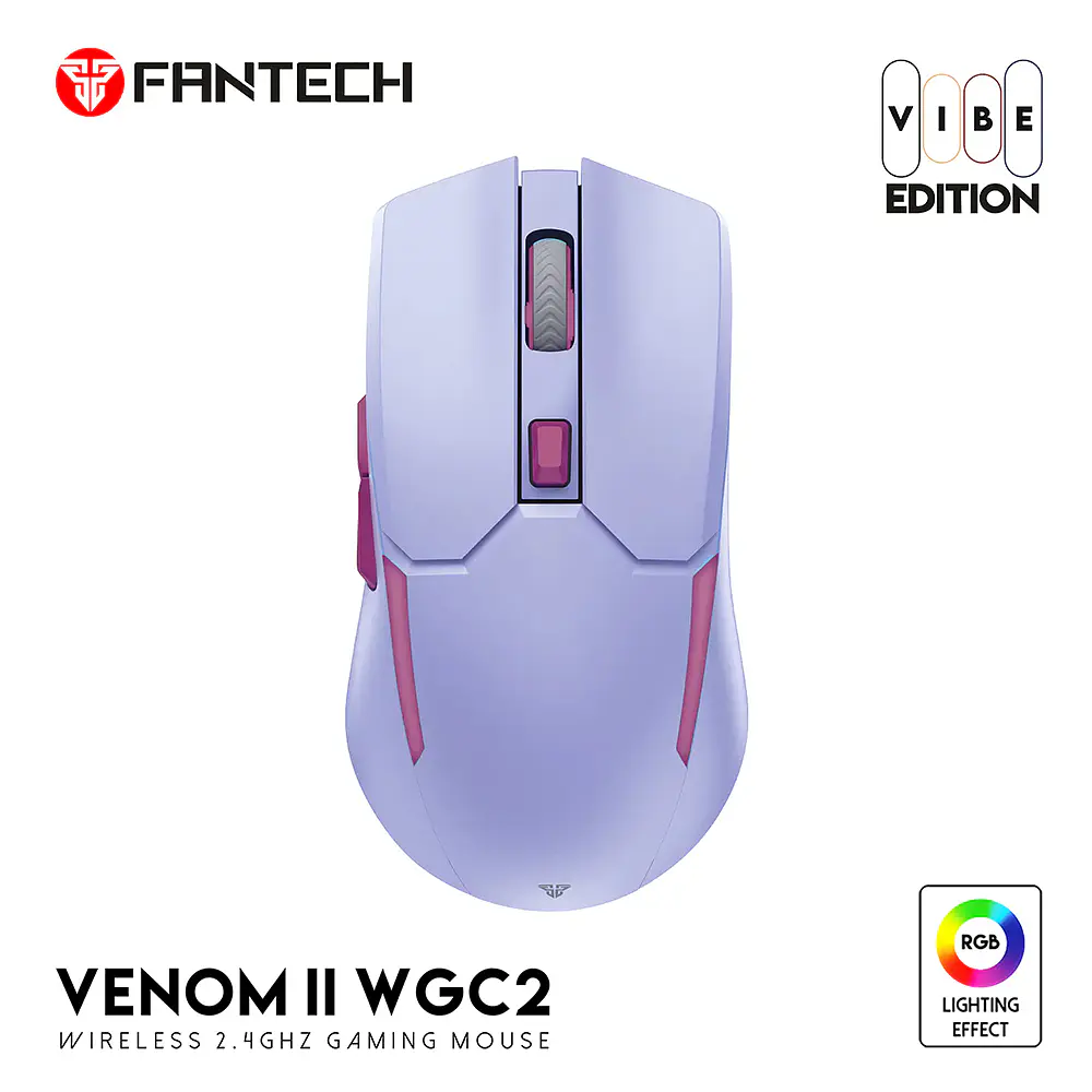 Mouse Gamer inalámbrico Fantech WGC2 VENOM II, Color Púrpura 5