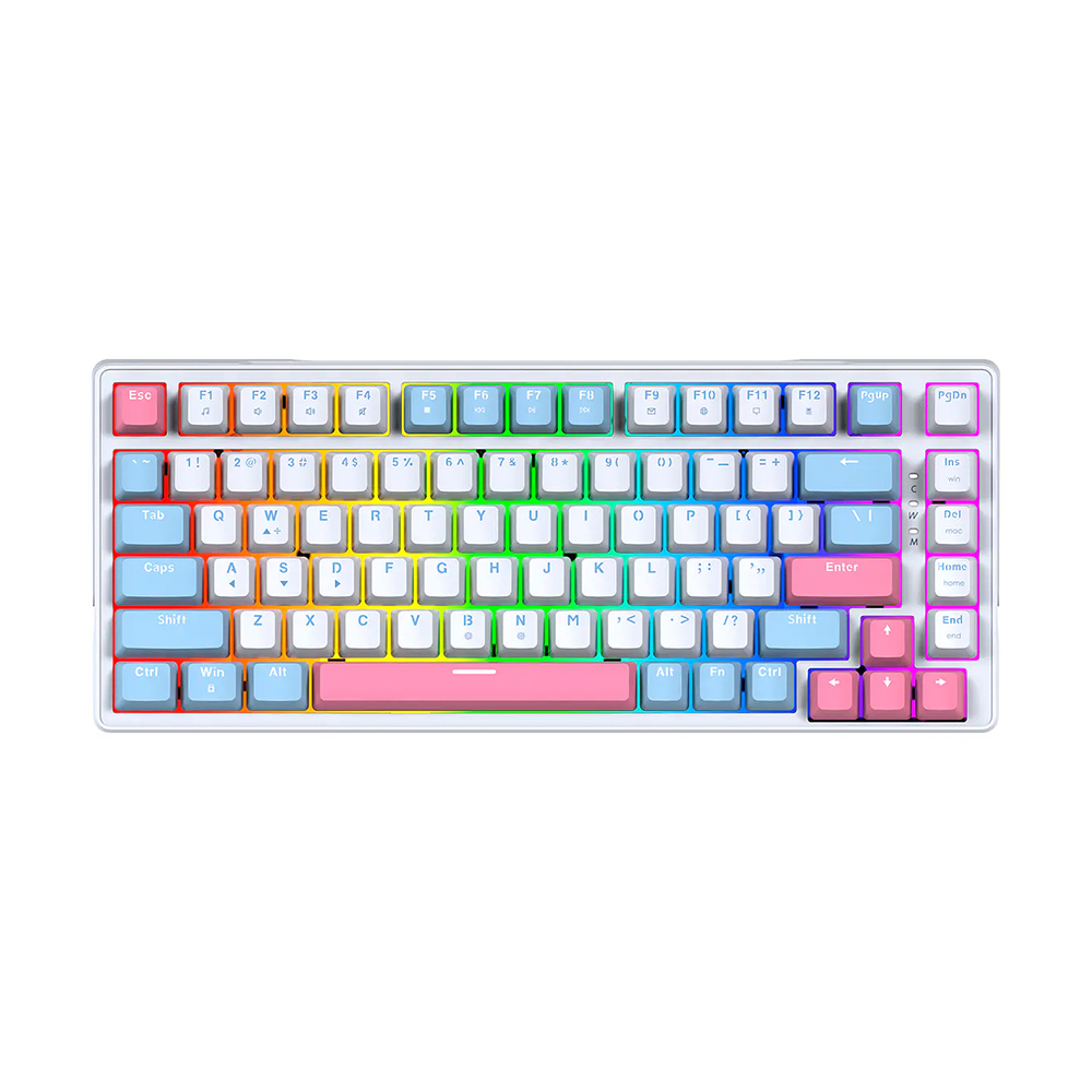 Teclado (EN) Gamer Fantech MK612 ATOM X83 Ame White, Switch Rosado (Rosie) 2