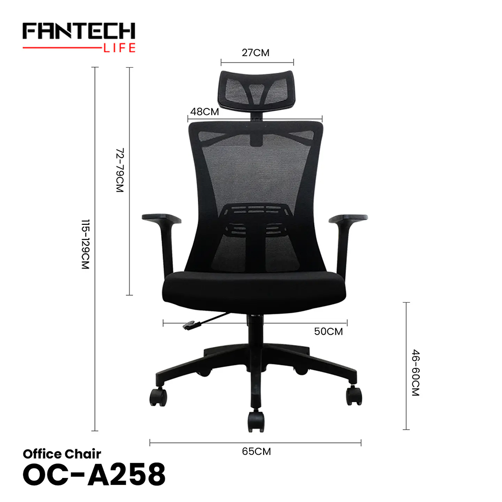 Silla de Oficina Fantech OCA258, Color Gris 5
