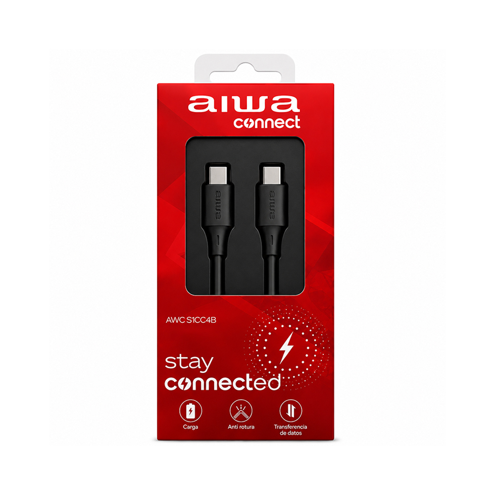 Cable USB-C A USB-C Aiwa AWC-S1CC4B, PD60W, 1,2 Metros 2