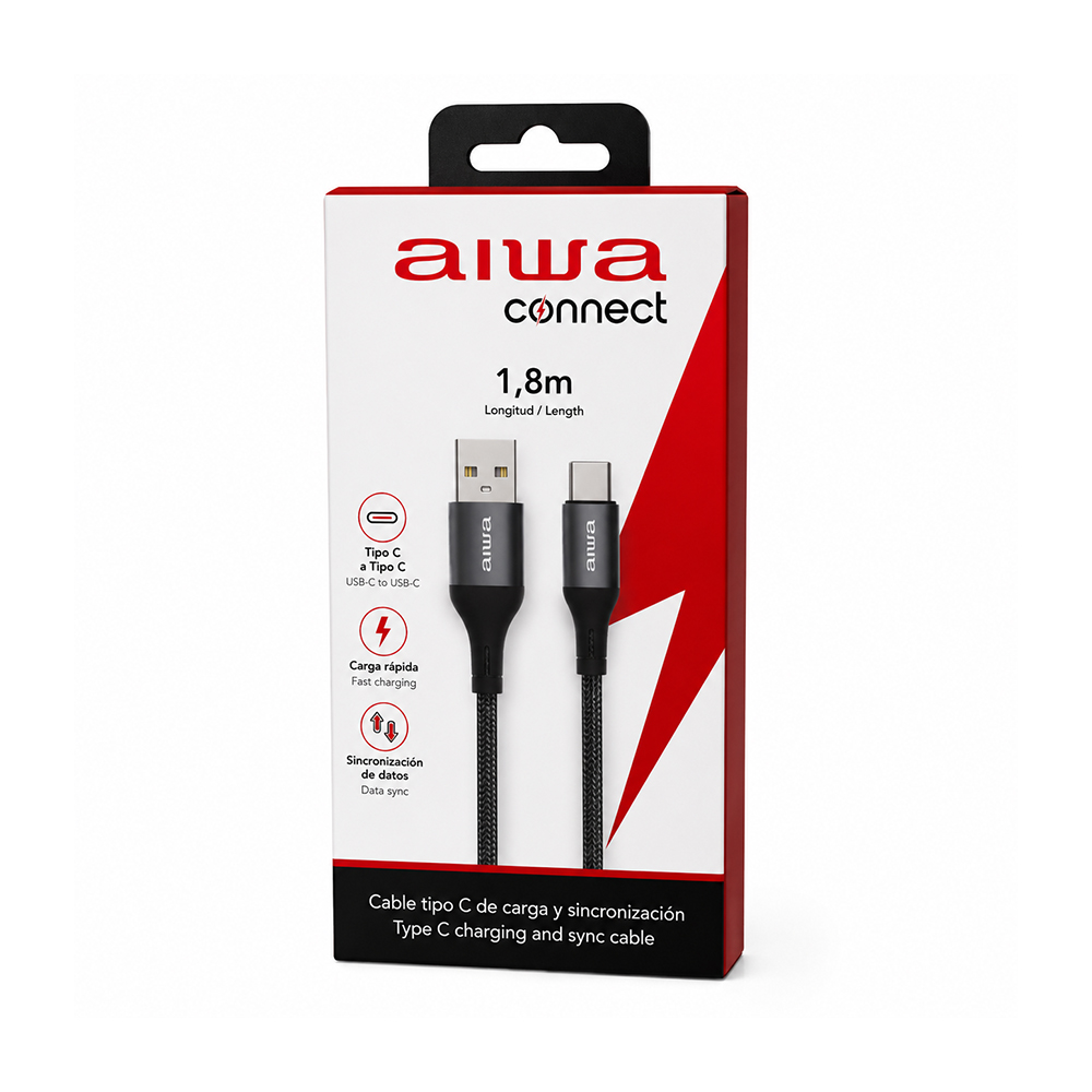 Cable USB-A A Lightning Aiwa AWC-SAL6G, 1,8 Metros 2