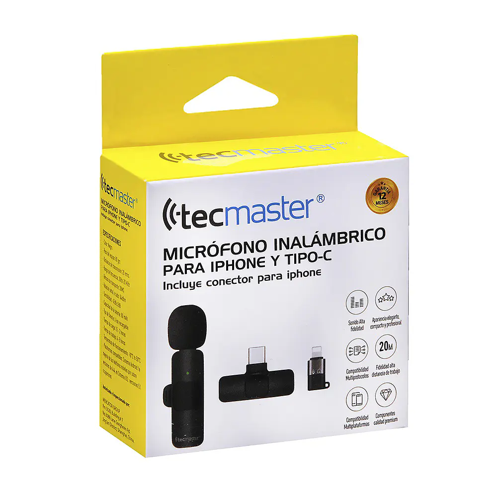 Micrófono Lavalier inalámbrico Para iPhone y Android Tecmaster TM-300518 4