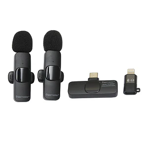  Micrófono Lavalier inalámbrico Dual Para iPhone y Android Tecmaster TM-300527