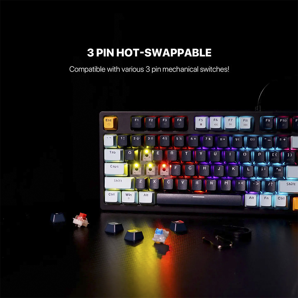 Teclado (EN) Gamer Fantech MK875V2 ATOM 81 Navy, Switch Rosado (Rosie) 3