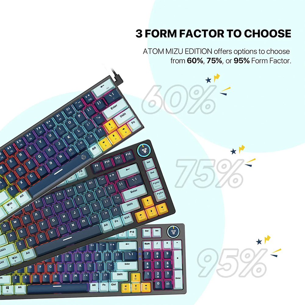 Teclado (EN) Gamer Fantech MK875V2 ATOM 81 Sky Blue, Switch Rosado (Rosie) 6