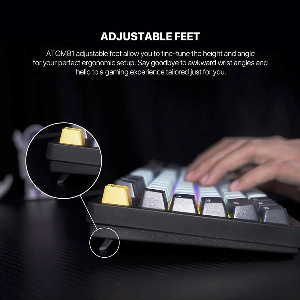 Teclado (EN) Gamer Fantech MK875V2 ATOM 81 Sky Blue, Switch Rosado (Rosie) 4
