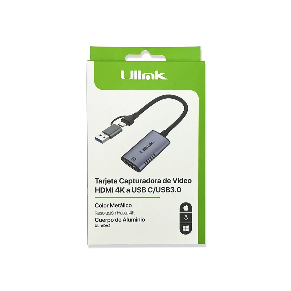 Tarjeta Capturadora de Video HDMI 4K a USB C / USB3.0 / Ulink UL-ADV2 2