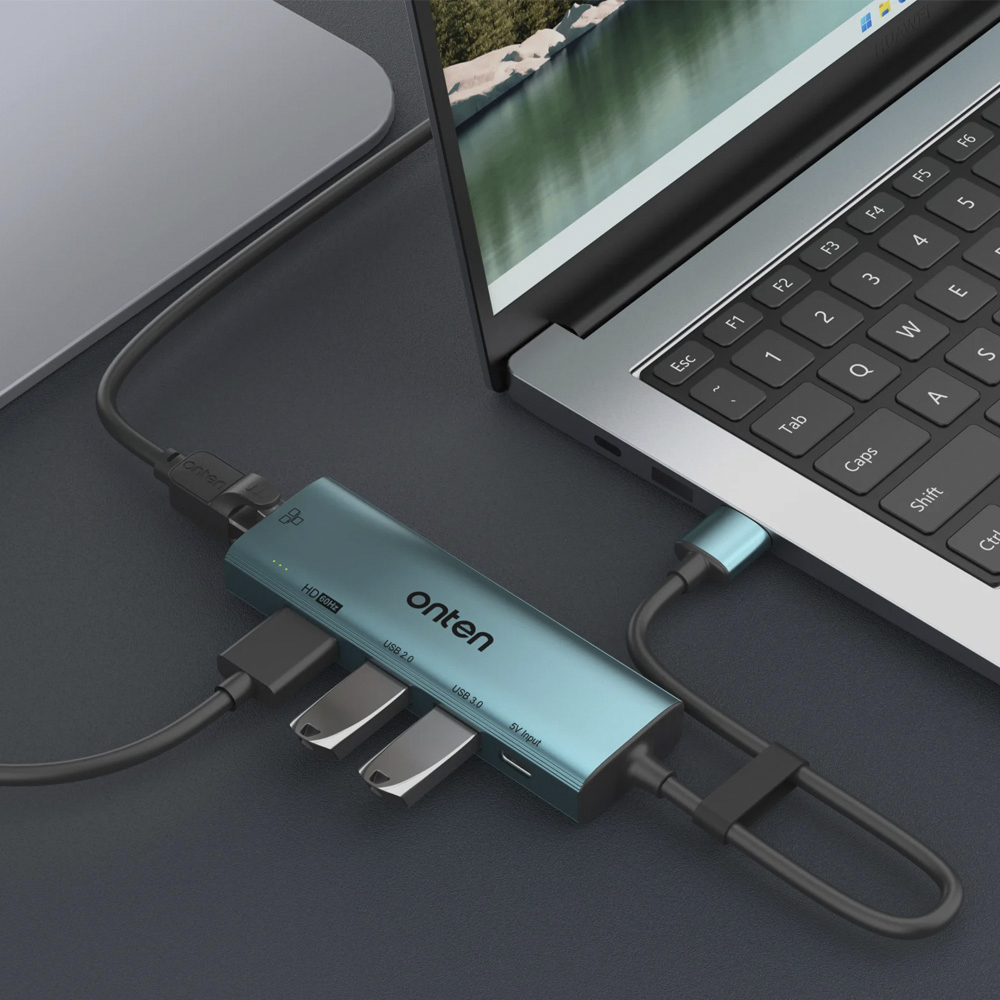 Adaptador Multipuerto 5 en 1, HDMI / USB-A / RJ45 Onten OTN-US125 2