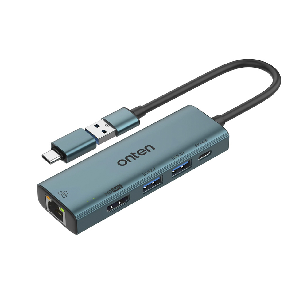 Adaptador Multipuerto 5 en 1, HDMI / USB-A / RJ45 Onten OTN-US125 1