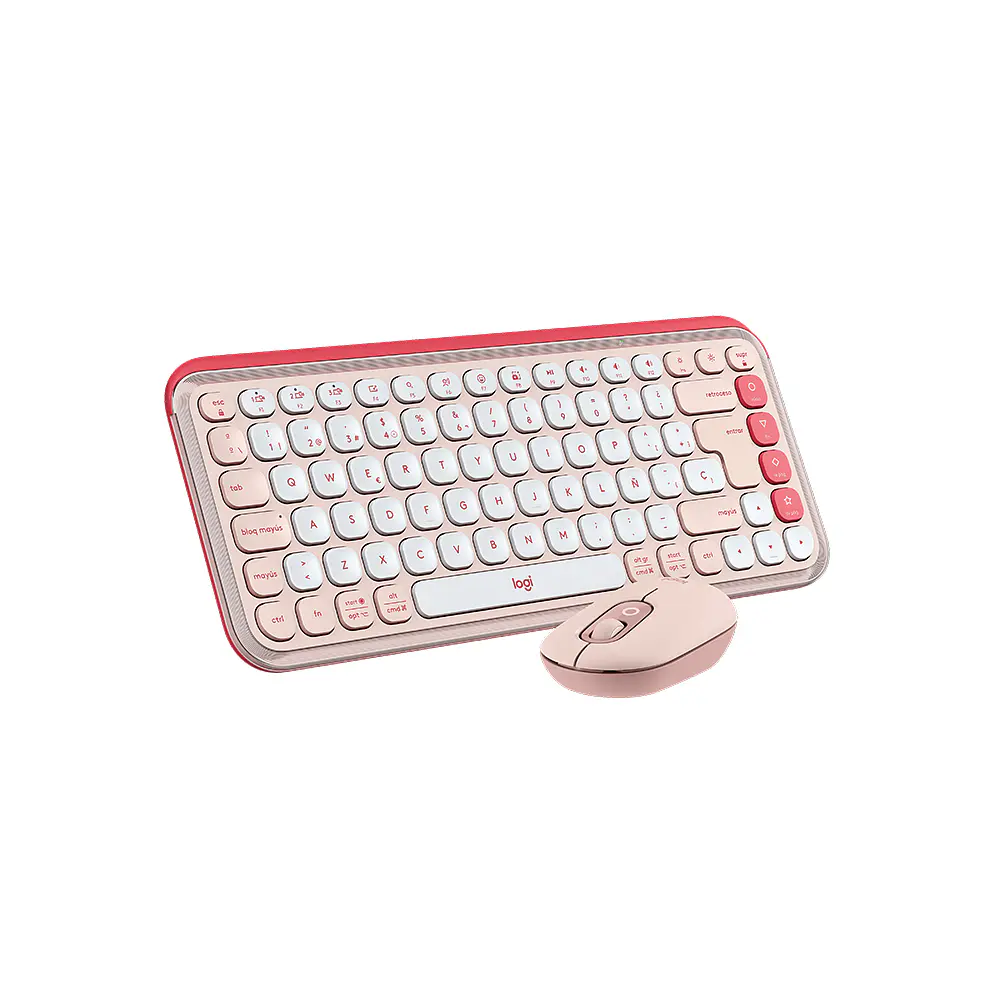 Combo Teclado (ES) + Mouse Bluetooth Logitech POP ICON, Color Rosado 3