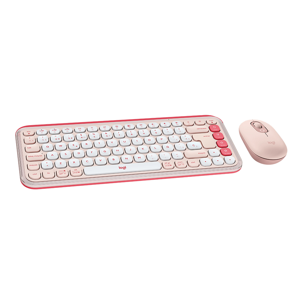 Combo Teclado (ES) + Mouse Bluetooth Logitech POP ICON, Color Rosado 2