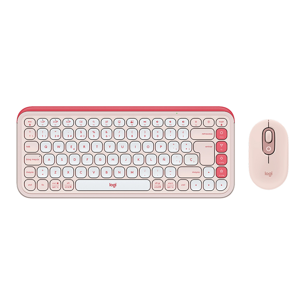 Combo Teclado (ES) + Mouse Bluetooth Logitech POP ICON, Color Rosado 1