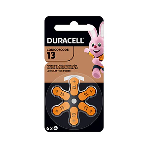 Pilas Auditivas Duracell Tamaño 13, Blíster de 6 Unidades