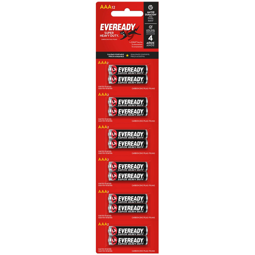 Pila Zinc-Carbón Eveready Super Heavy Duty AAA, Tira de 12 unidades 1
