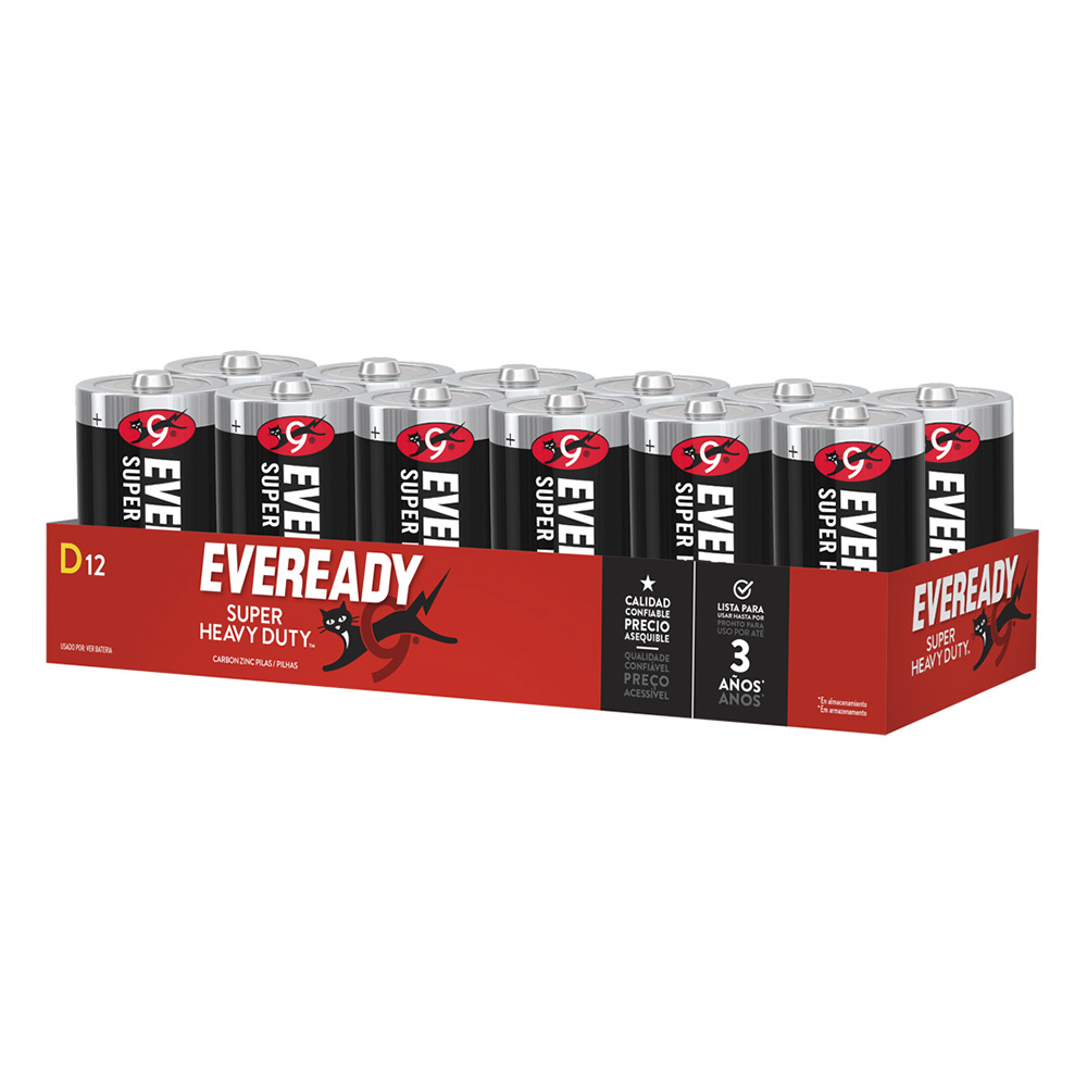 Pila Zinc-Carbón Eveready Super Heavy Duty D, Pack de 12 Unidades 1