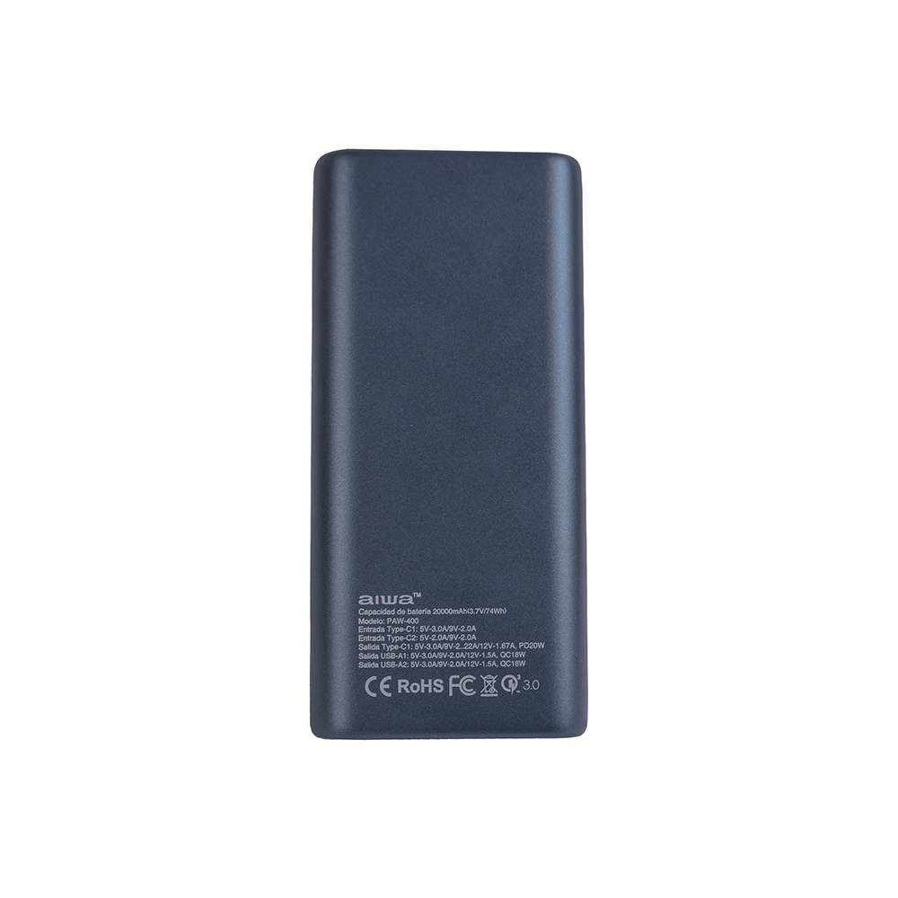 Cargador Batería Externa Power Bank 20.000 mah Aiwa Paw-400 4